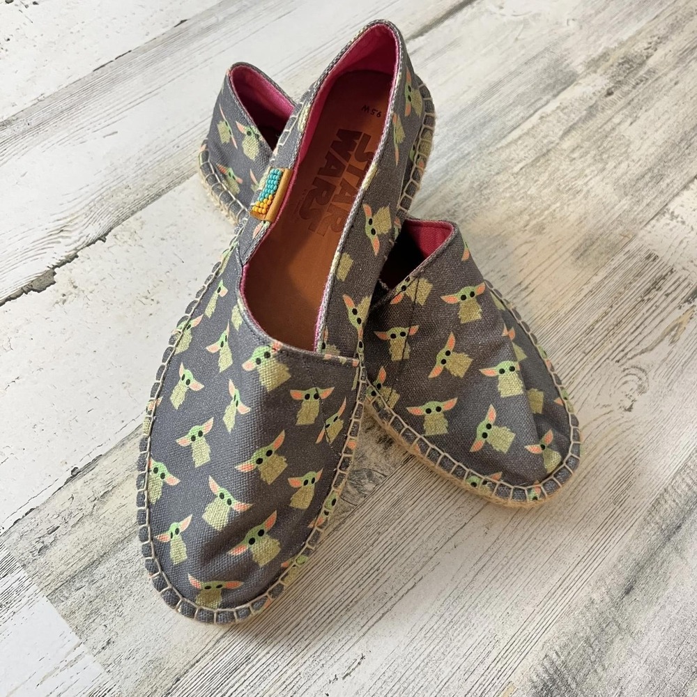 Star Wars Grogu Baby Yoda Women's Espadrilles Ubuntu Slip-On Shoes Size 9.5W